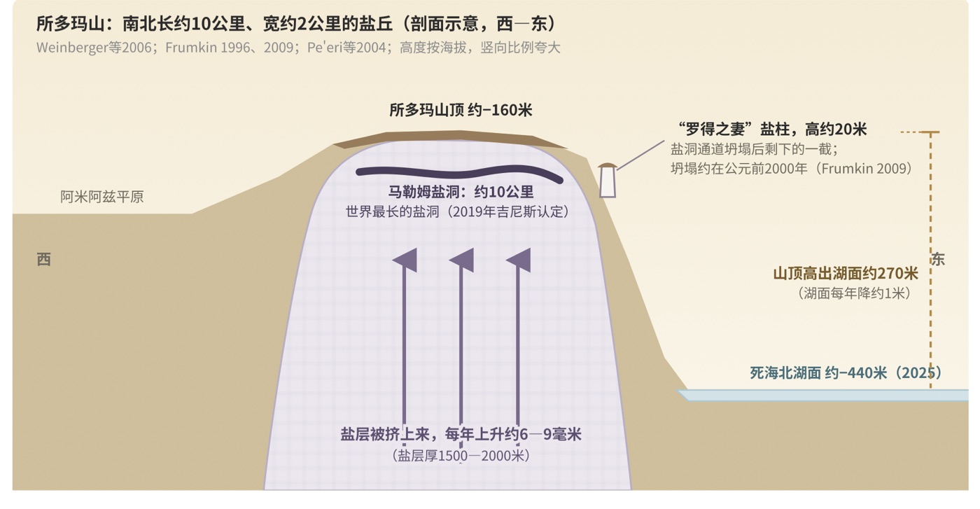 图二 还在长高的盐山:所多玛山盐丘示意
